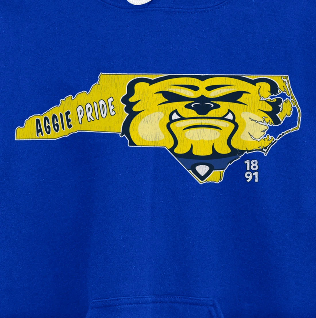 Vintage AGGIE PRIDE State Of North Carolina Bulldog Design Pullover Hoodie