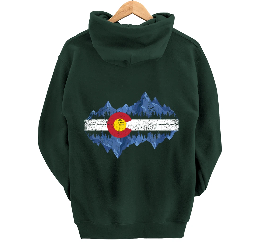 Colorado Mountains - Flag Mountain State USA America Home Pullover Hoodie