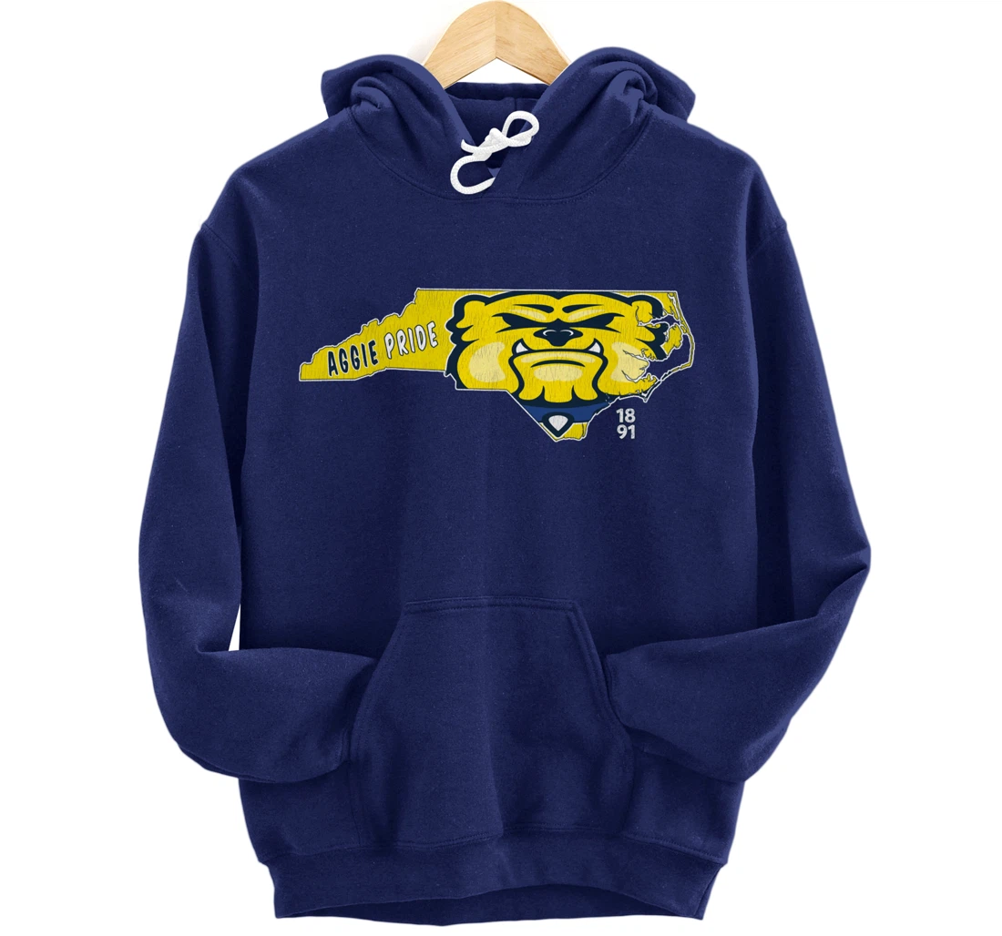Vintage AGGIE PRIDE State Of North Carolina Bulldog Design Pullover Hoodie