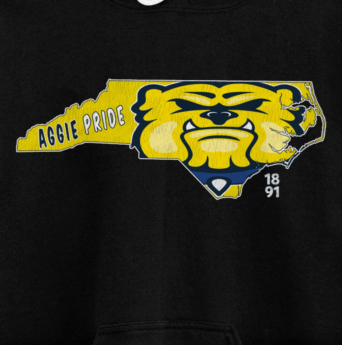 Vintage AGGIE PRIDE State Of North Carolina Bulldog Design Pullover Hoodie