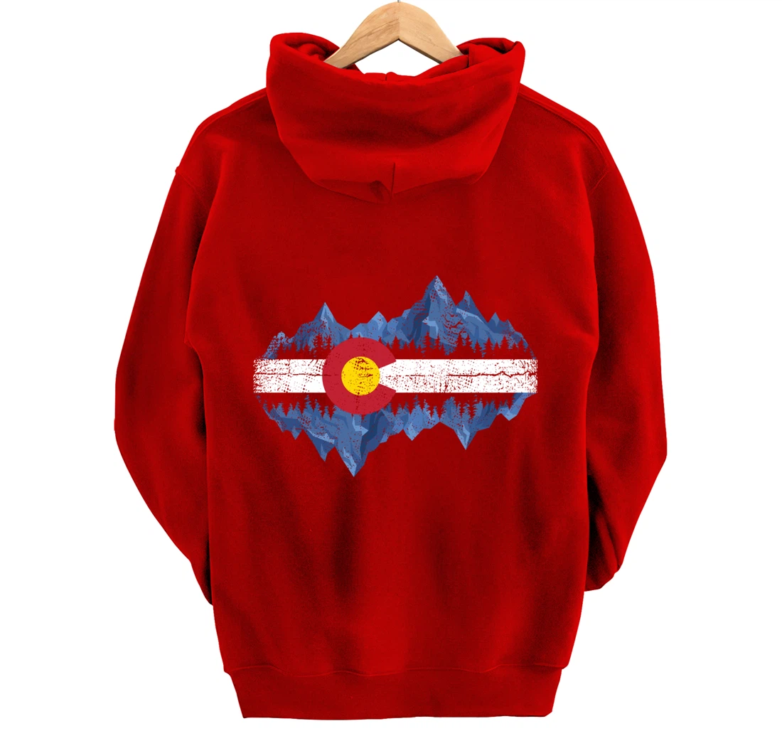 Colorado Mountains - Flag Mountain State USA America Home Pullover Hoodie