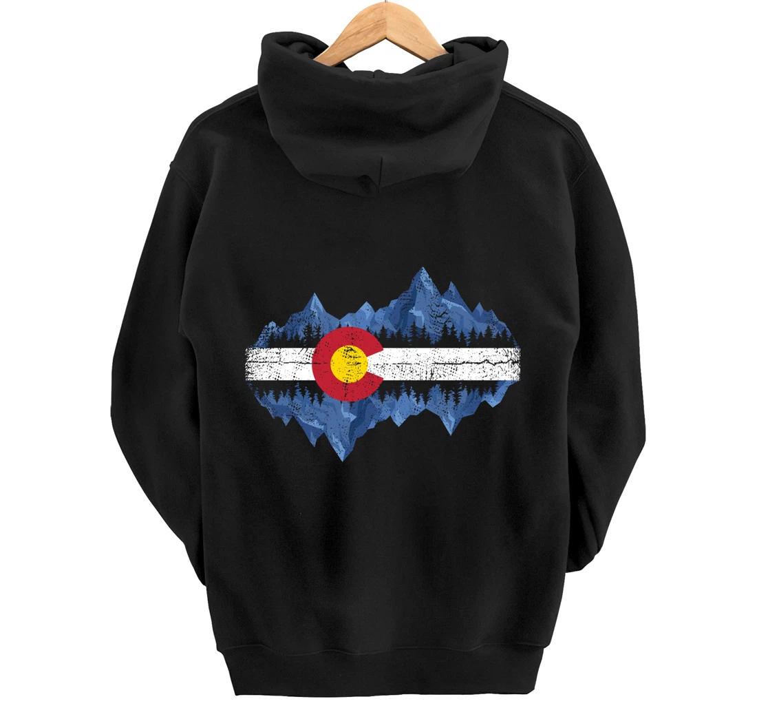 Colorado Mountains - Flag Mountain State USA America Home Pullover Hoodie