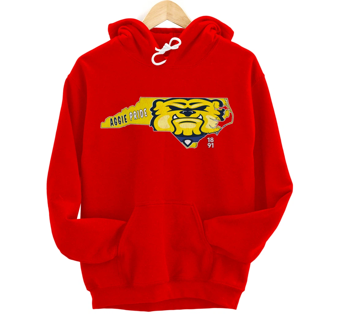 Vintage AGGIE PRIDE State Of North Carolina Bulldog Design Pullover Hoodie