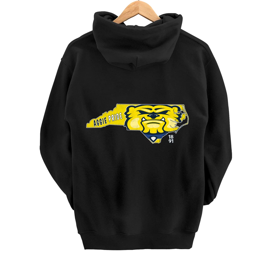 Vintage AGGIE PRIDE State Of North Carolina Bulldog Design Pullover Hoodie