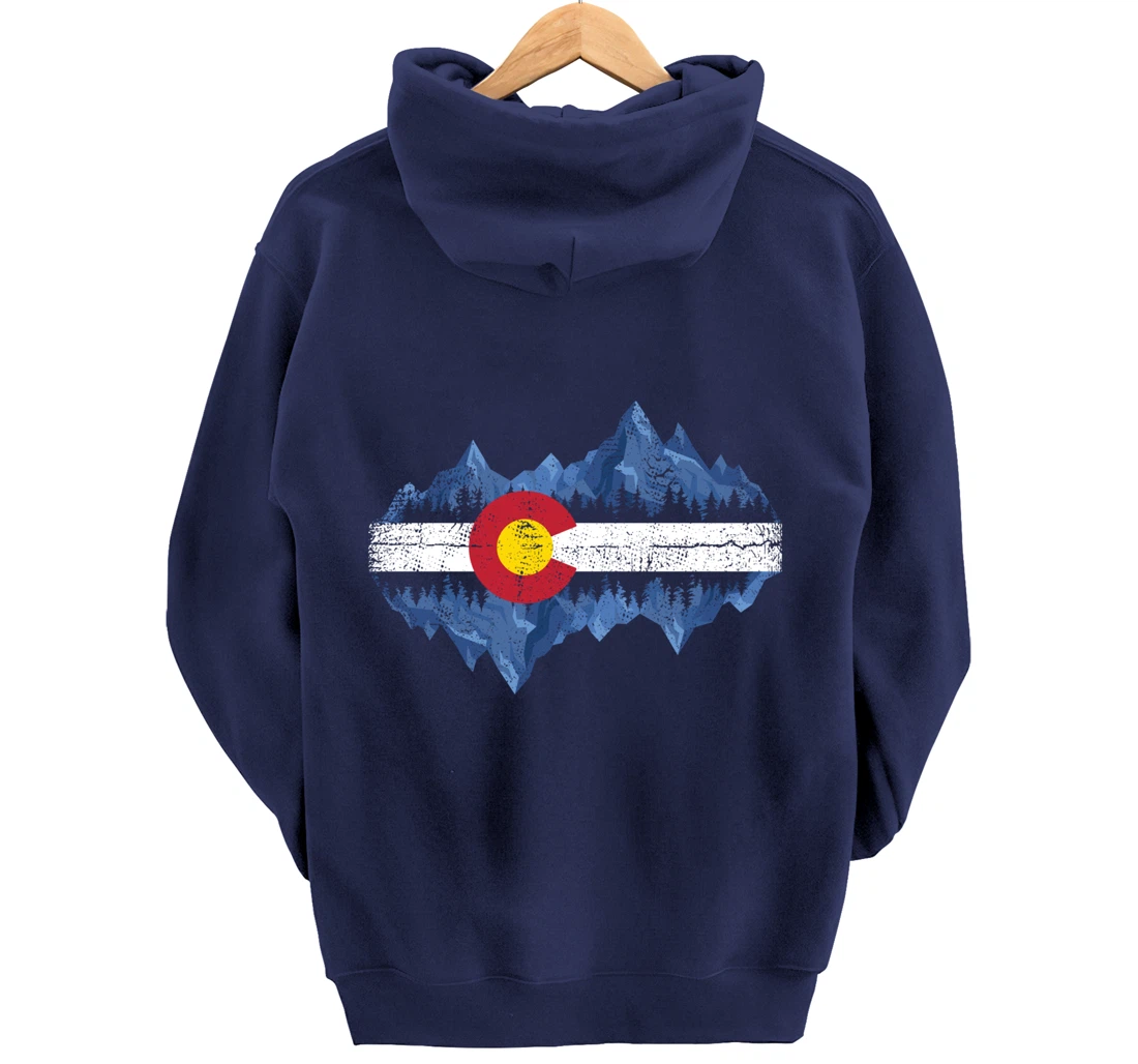 Colorado Mountains - Flag Mountain State USA America Home Pullover Hoodie