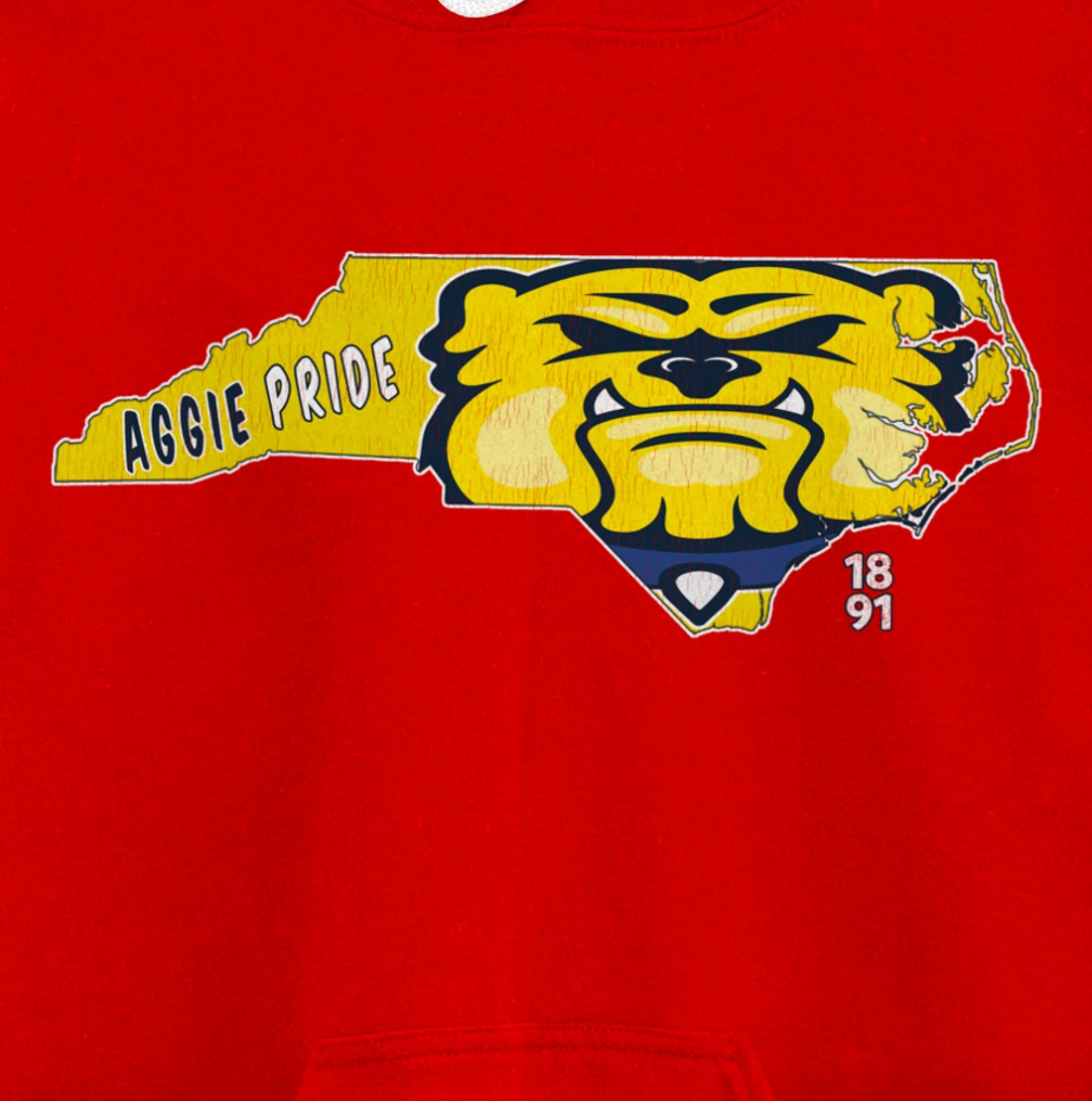 Vintage AGGIE PRIDE State Of North Carolina Bulldog Design Pullover Hoodie