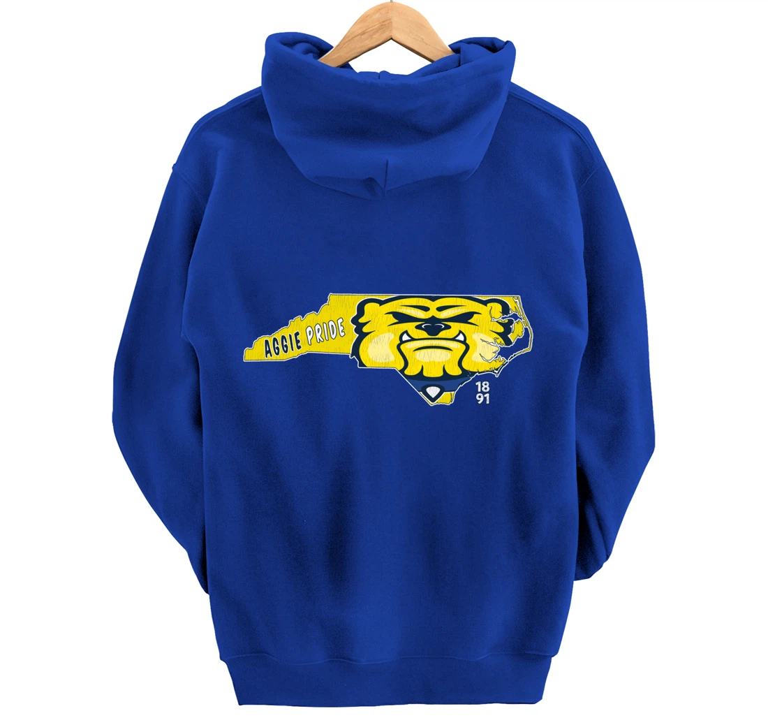 Vintage AGGIE PRIDE State Of North Carolina Bulldog Design Pullover Hoodie