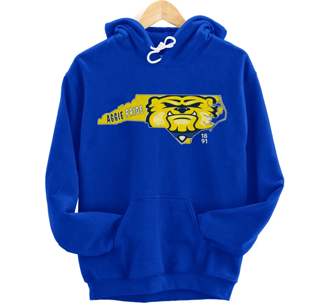 Vintage AGGIE PRIDE State Of North Carolina Bulldog Design Pullover Hoodie