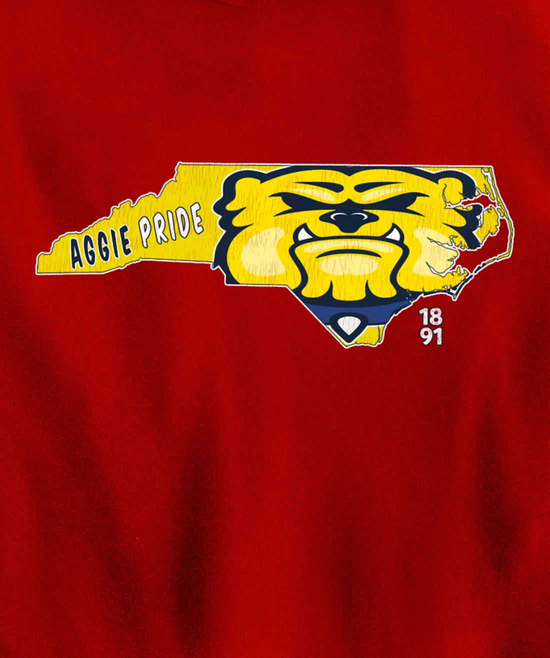 Vintage AGGIE PRIDE State Of North Carolina Bulldog Design Pullover Hoodie