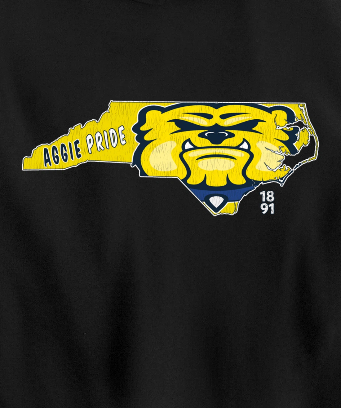 Vintage AGGIE PRIDE State Of North Carolina Bulldog Design Pullover Hoodie