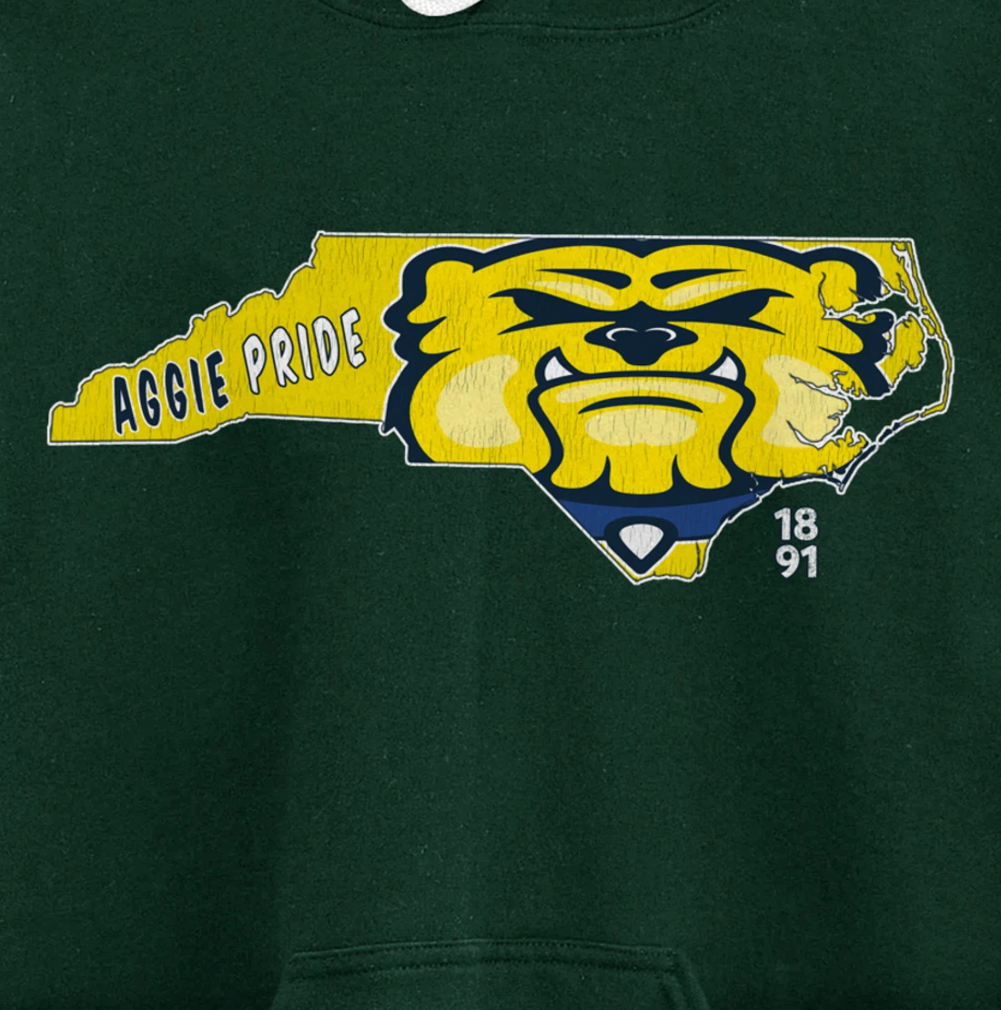 Vintage AGGIE PRIDE State Of North Carolina Bulldog Design Pullover Hoodie
