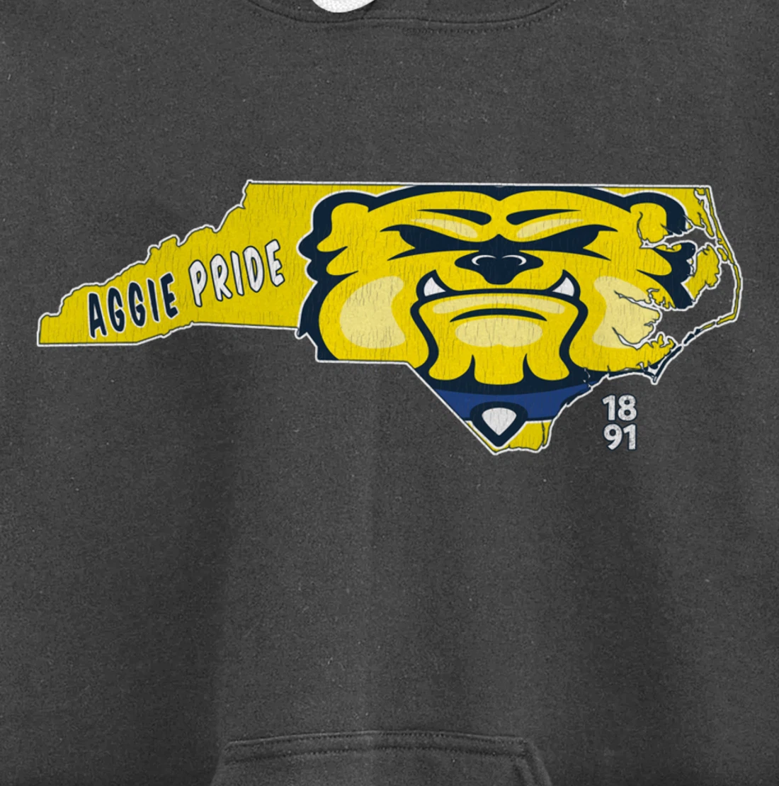 Vintage AGGIE PRIDE State Of North Carolina Bulldog Design Pullover Hoodie