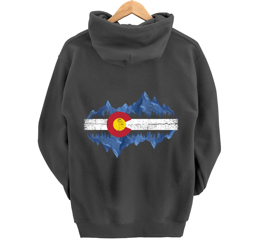 Colorado Mountains - Flag Mountain State USA America Home Pullover Hoodie