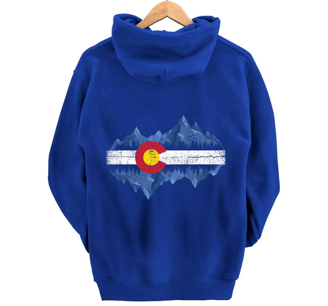 Colorado Mountains - Flag Mountain State USA America Home Pullover Hoodie