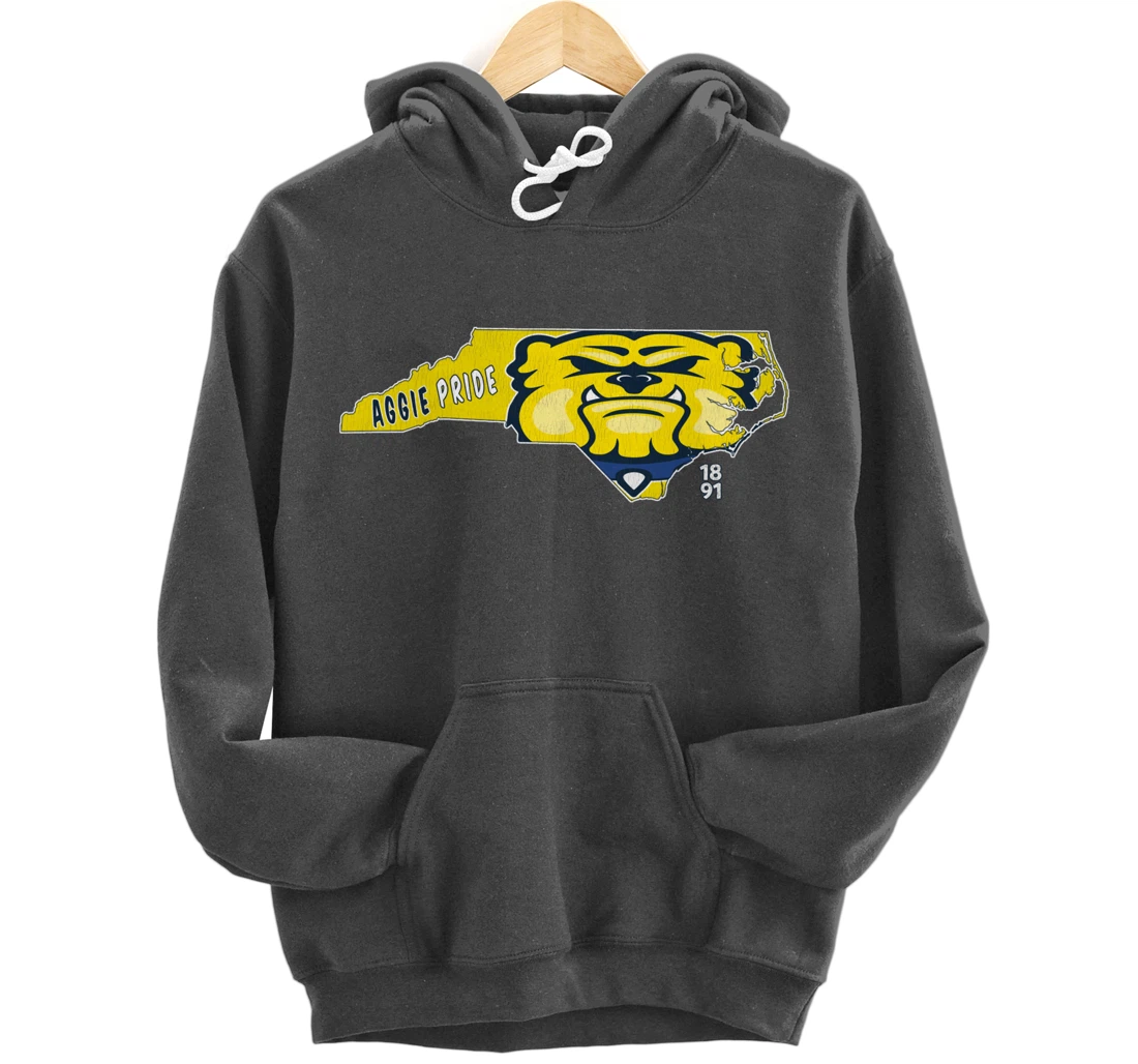 Vintage AGGIE PRIDE State Of North Carolina Bulldog Design Pullover Hoodie