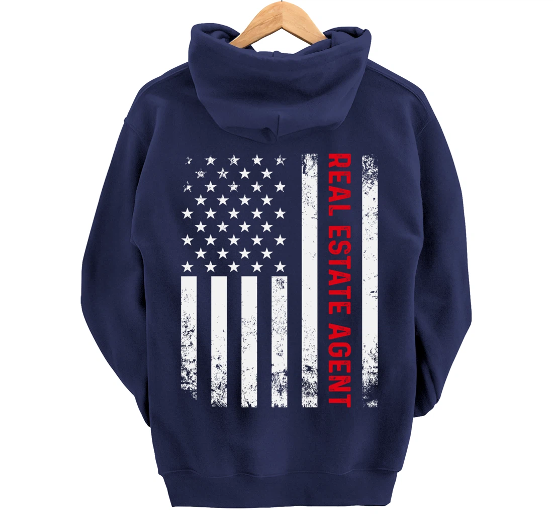 Real Estate Agent Patriotic American Flag Ladies Realtor Pullover Hoodie