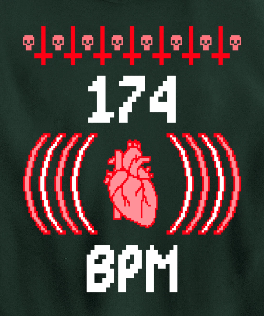 Junglist 174 BPM Heart DnB Drum and Bass Rave Pullover Hoodie