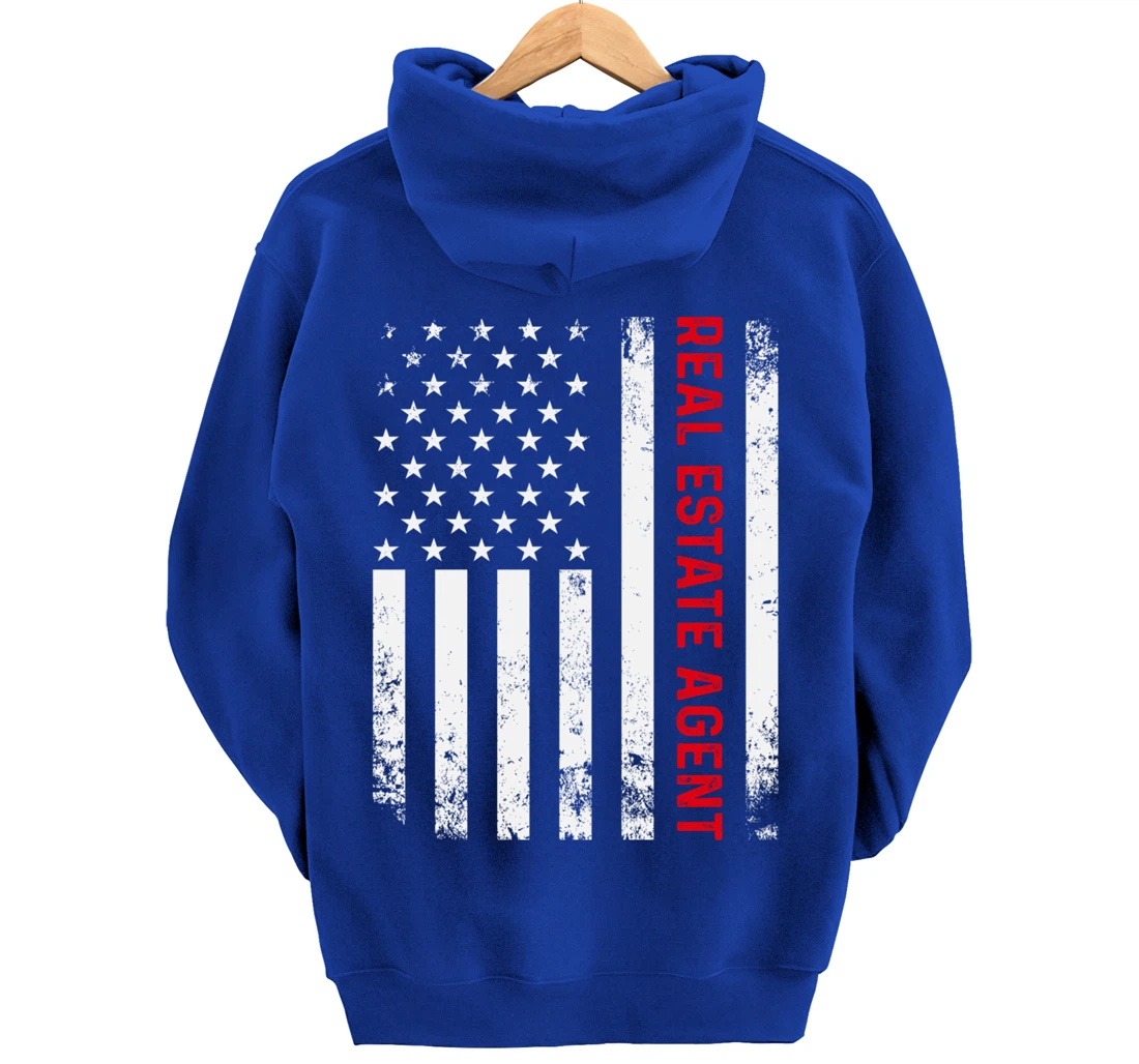 Real Estate Agent Patriotic American Flag Ladies Realtor Pullover Hoodie