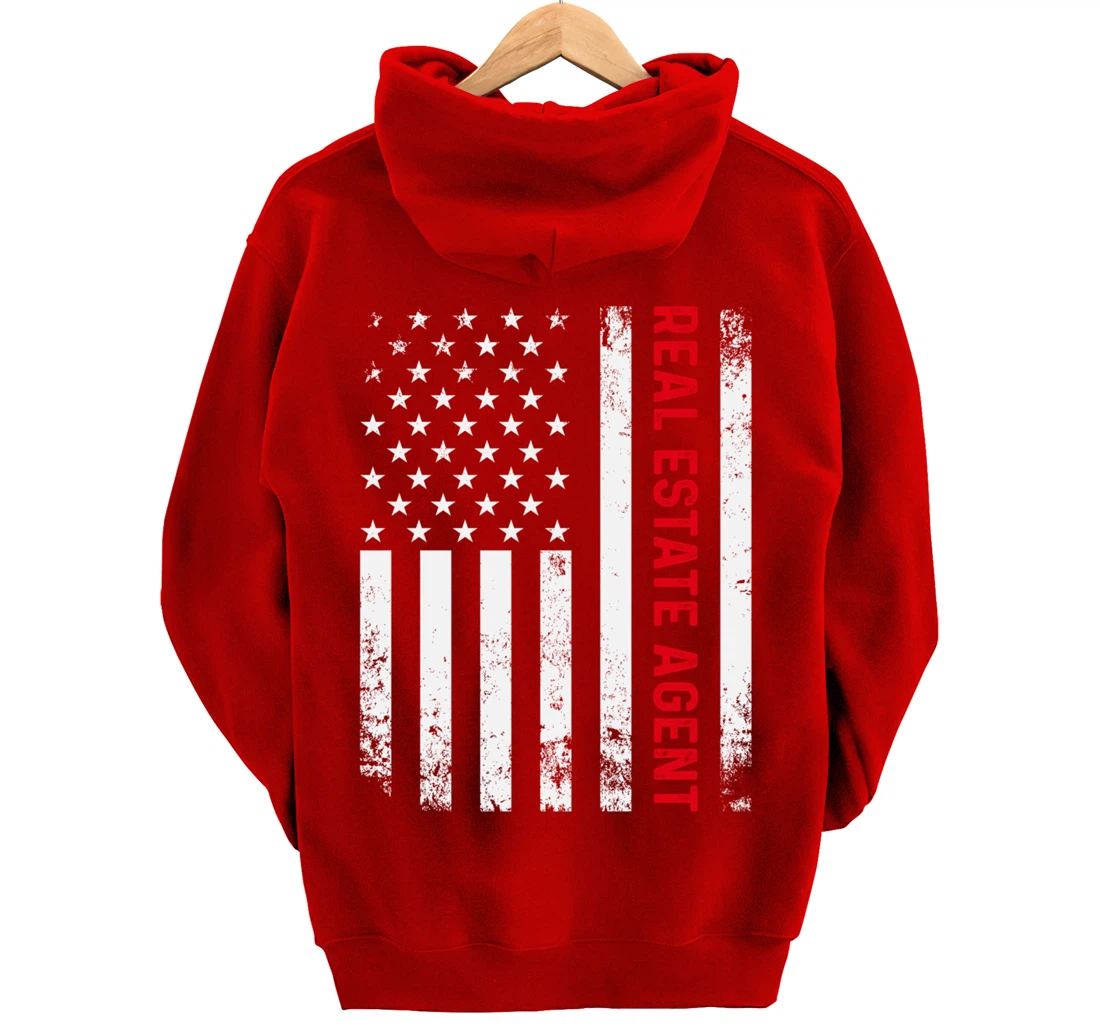 Real Estate Agent Patriotic American Flag Ladies Realtor Pullover Hoodie