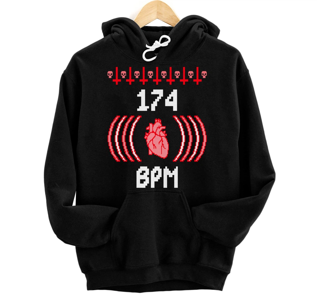 Junglist 174 BPM Heart DnB Drum and Bass Rave Pullover Hoodie