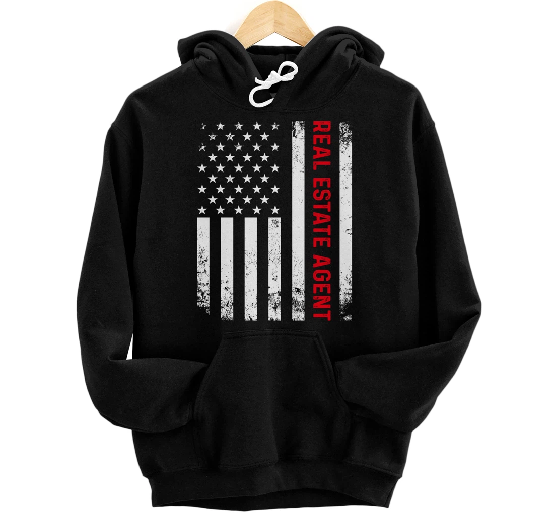 Real Estate Agent Patriotic American Flag Ladies Realtor Pullover Hoodie