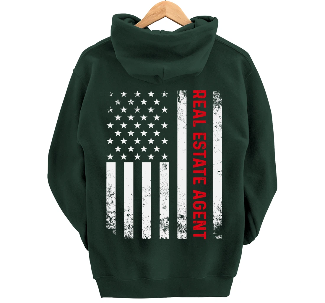 Real Estate Agent Patriotic American Flag Ladies Realtor Pullover Hoodie
