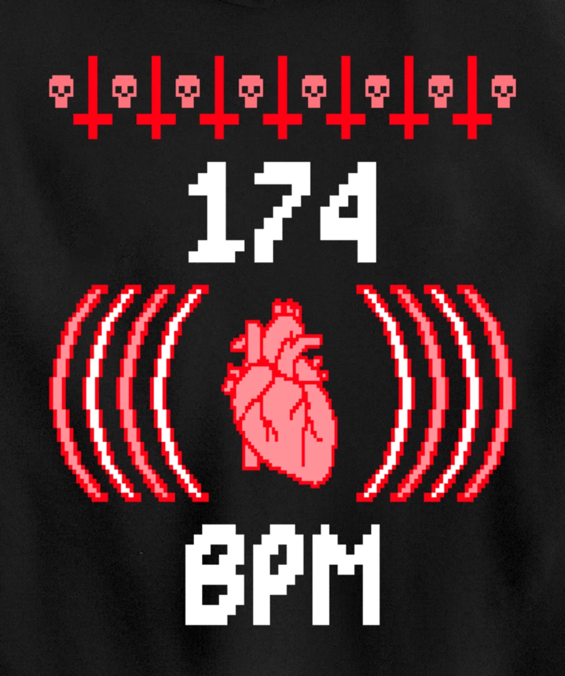 Junglist 174 BPM Heart DnB Drum and Bass Rave Pullover Hoodie