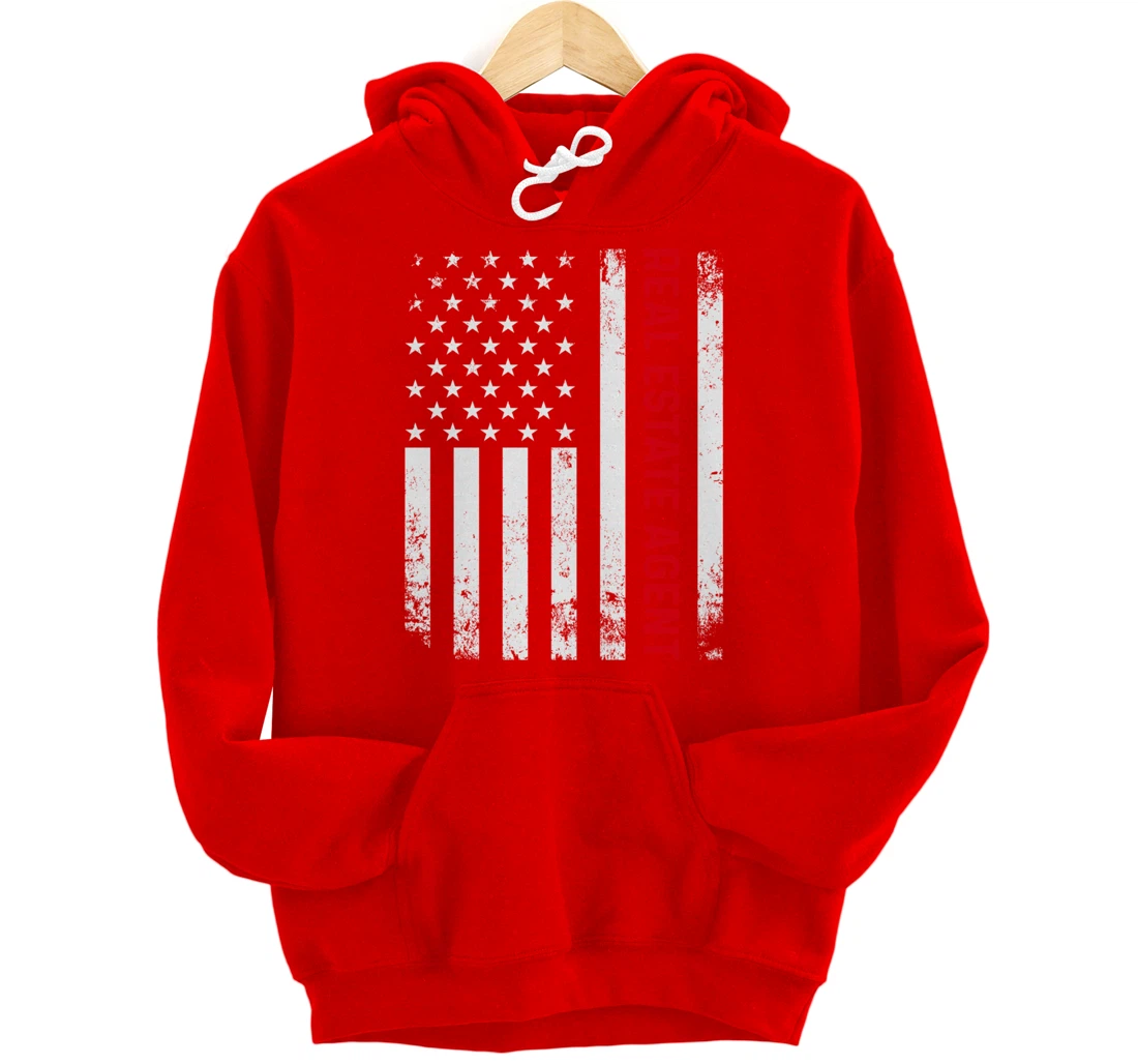 Real Estate Agent Patriotic American Flag Ladies Realtor Pullover Hoodie