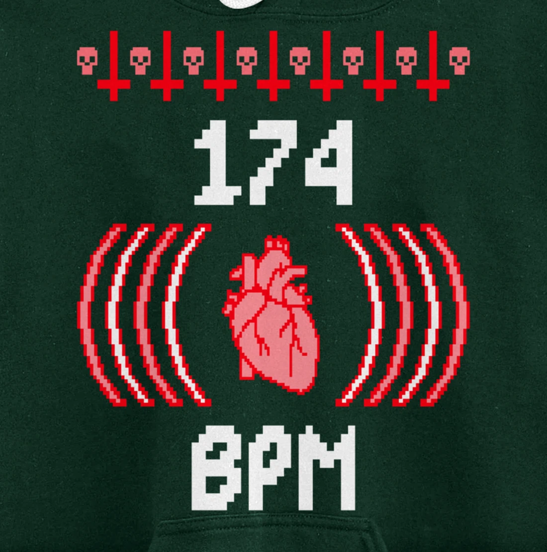 Junglist 174 BPM Heart DnB Drum and Bass Rave Pullover Hoodie