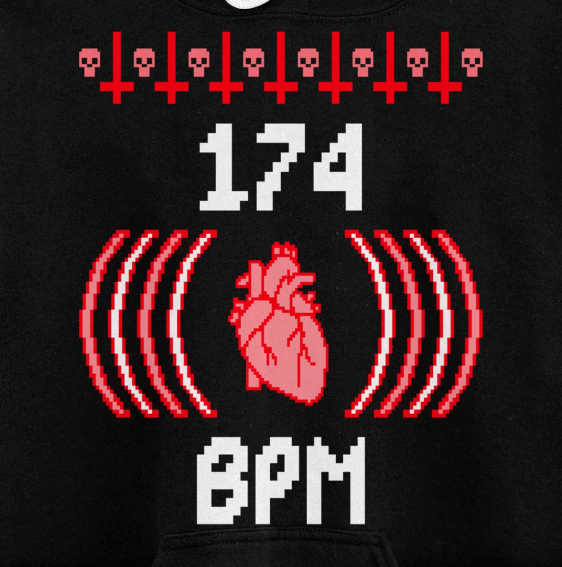 Junglist 174 BPM Heart DnB Drum and Bass Rave Pullover Hoodie