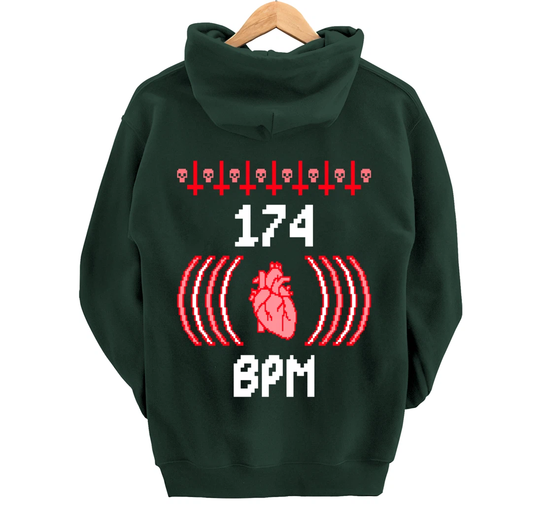Junglist 174 BPM Heart DnB Drum and Bass Rave Pullover Hoodie