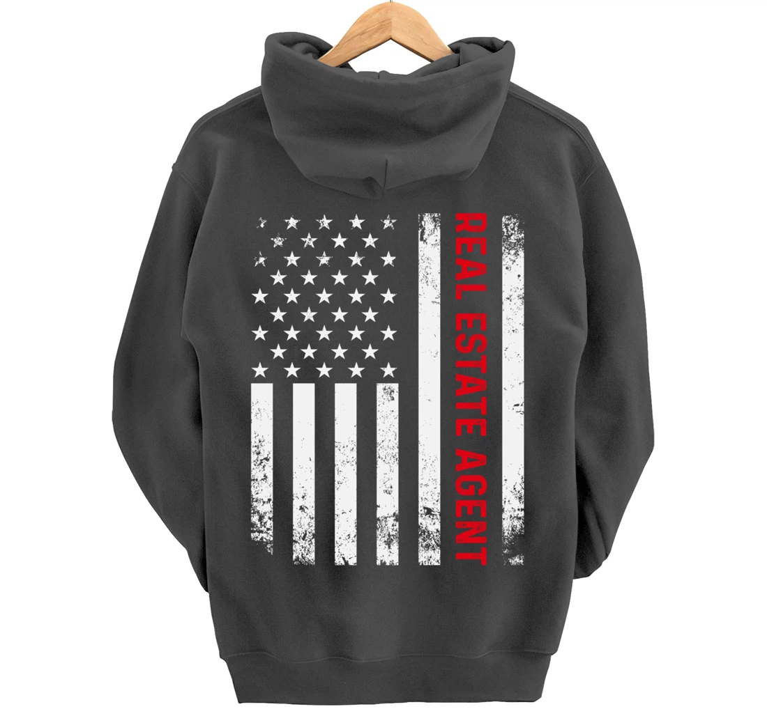 Real Estate Agent Patriotic American Flag Ladies Realtor Pullover Hoodie
