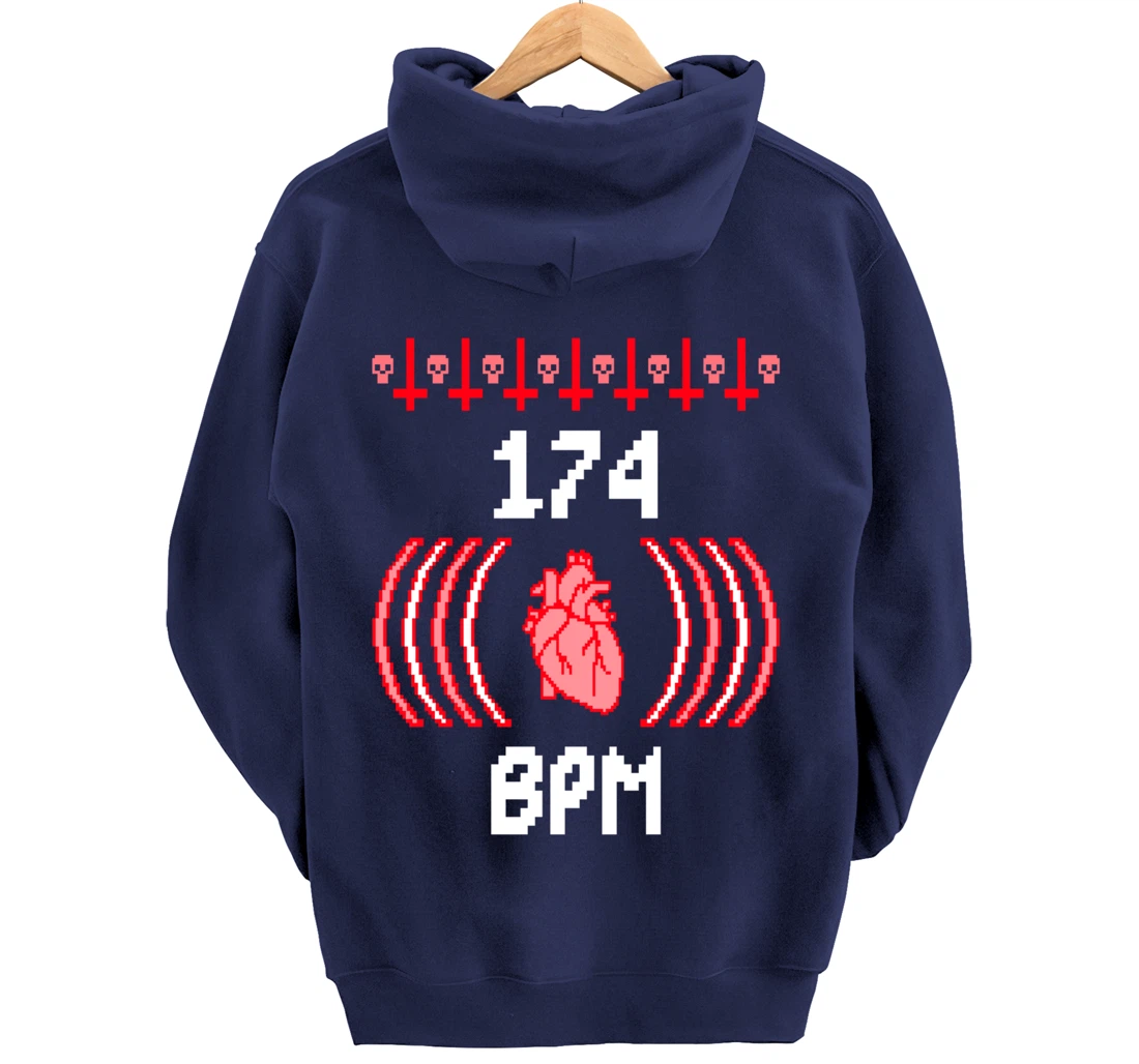 Junglist 174 BPM Heart DnB Drum and Bass Rave Pullover Hoodie