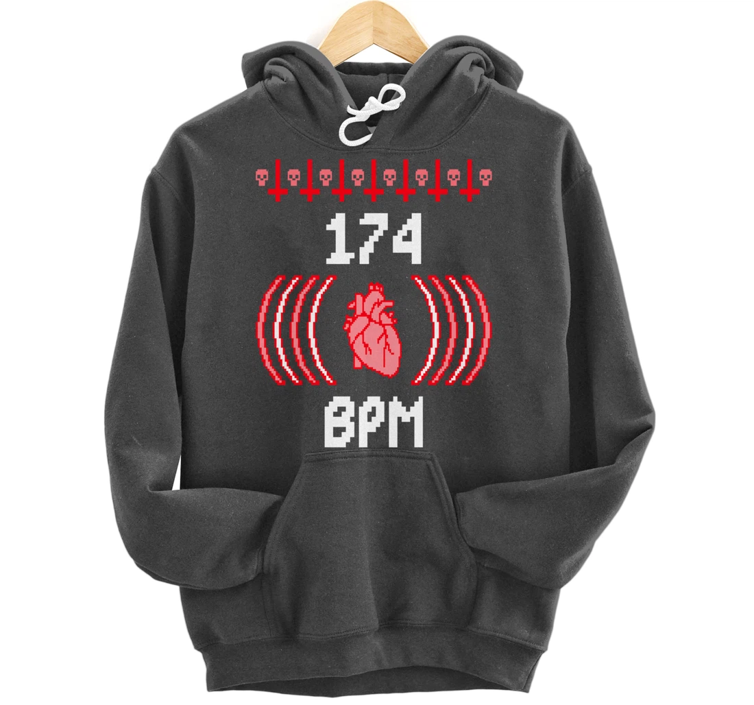 Junglist 174 BPM Heart DnB Drum and Bass Rave Pullover Hoodie