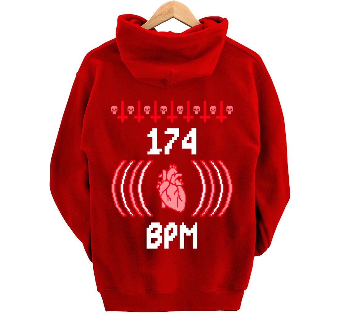 Junglist 174 BPM Heart DnB Drum and Bass Rave Pullover Hoodie