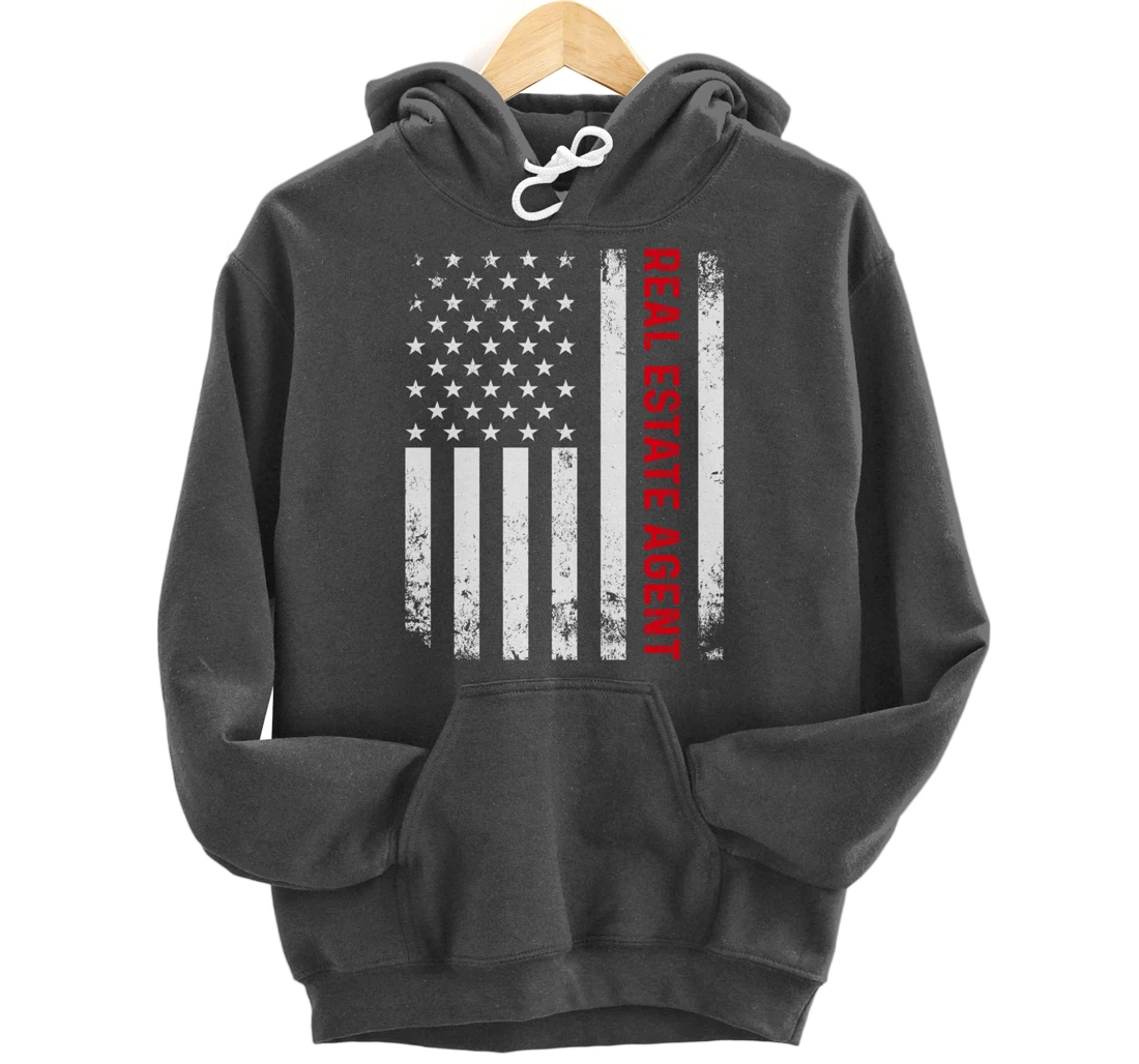 Real Estate Agent Patriotic American Flag Ladies Realtor Pullover Hoodie