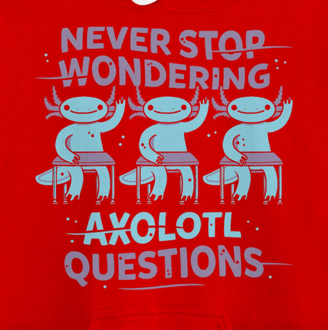 Never Stop Wonderning Axolotl Questions, So Cool Animals Pullover Hoodie