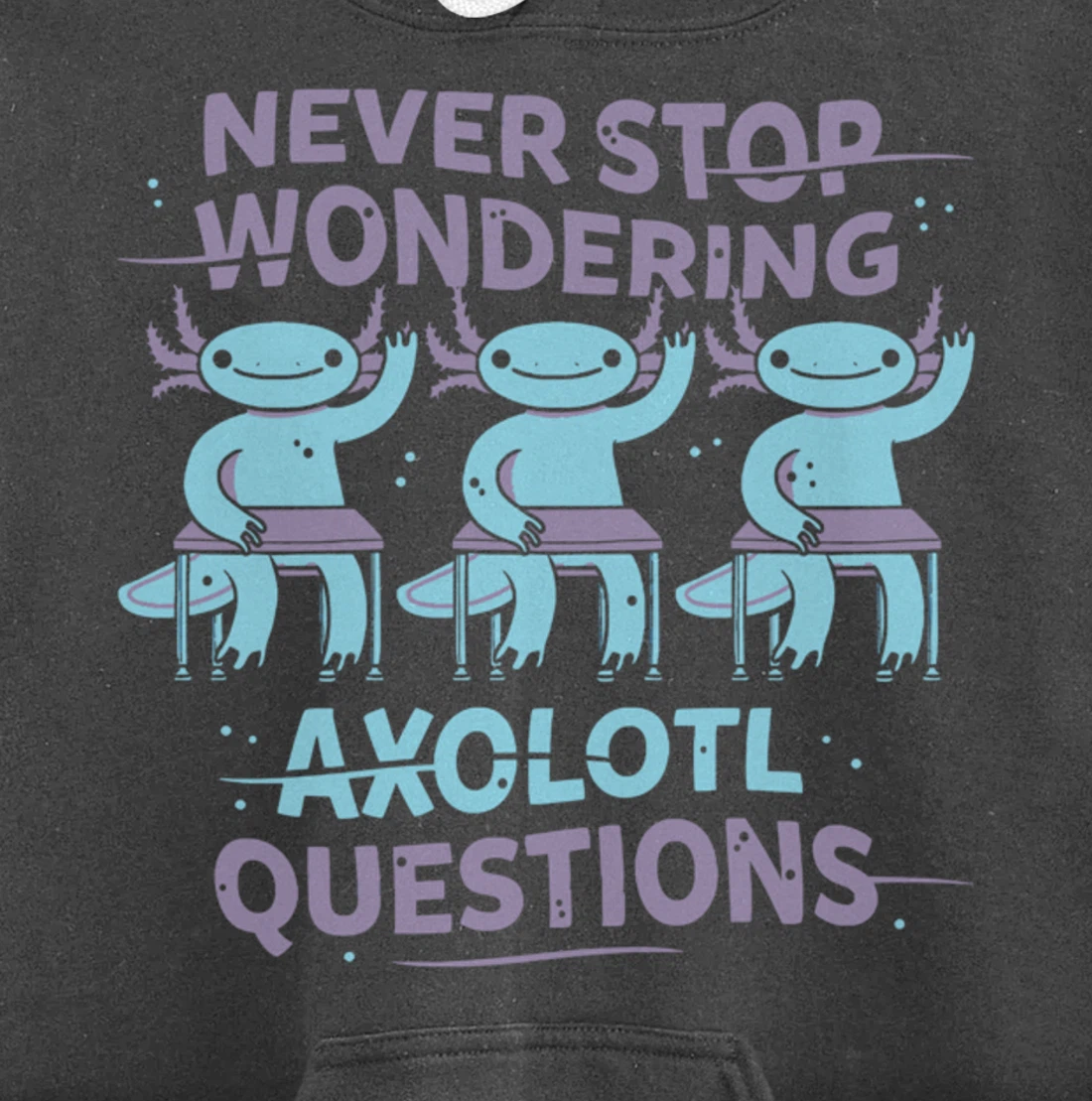 Never Stop Wonderning Axolotl Questions, So Cool Animals Pullover Hoodie