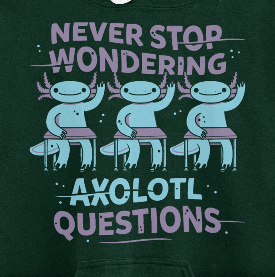 Never Stop Wonderning Axolotl Questions, So Cool Animals Pullover Hoodie