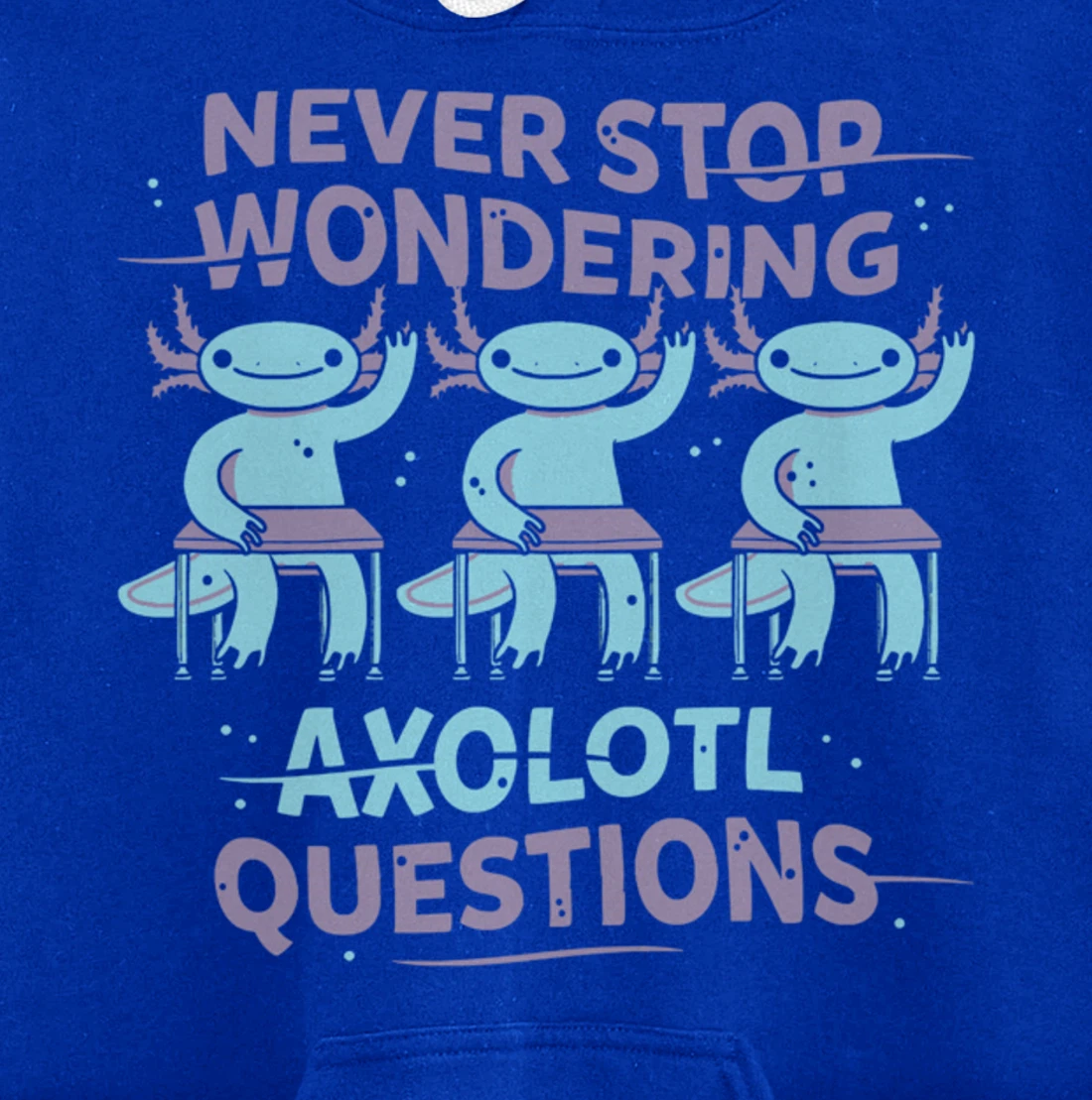 Never Stop Wonderning Axolotl Questions, So Cool Animals Pullover Hoodie