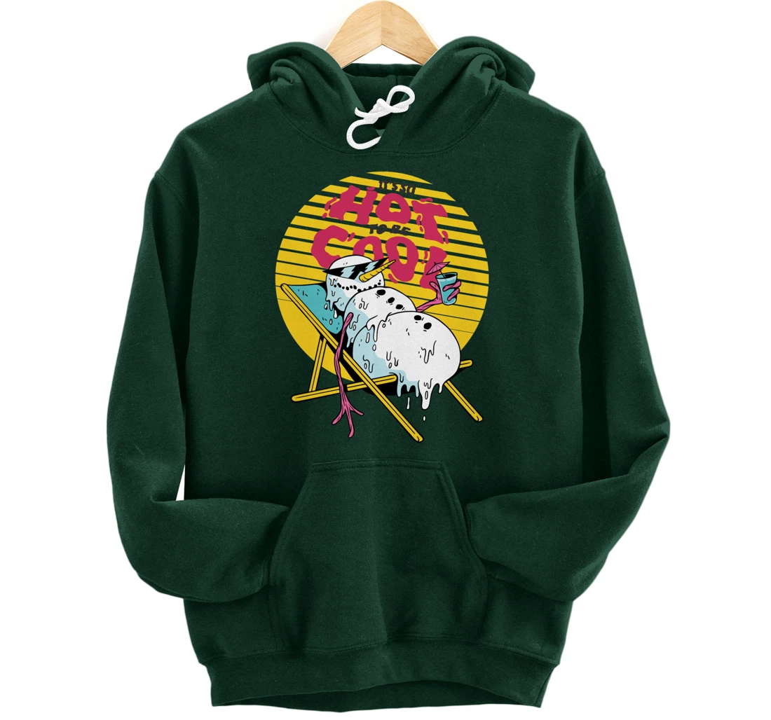 Snowman Summer Sand Beach Melting on Sun So Hot to Cool Down Pullover Hoodie