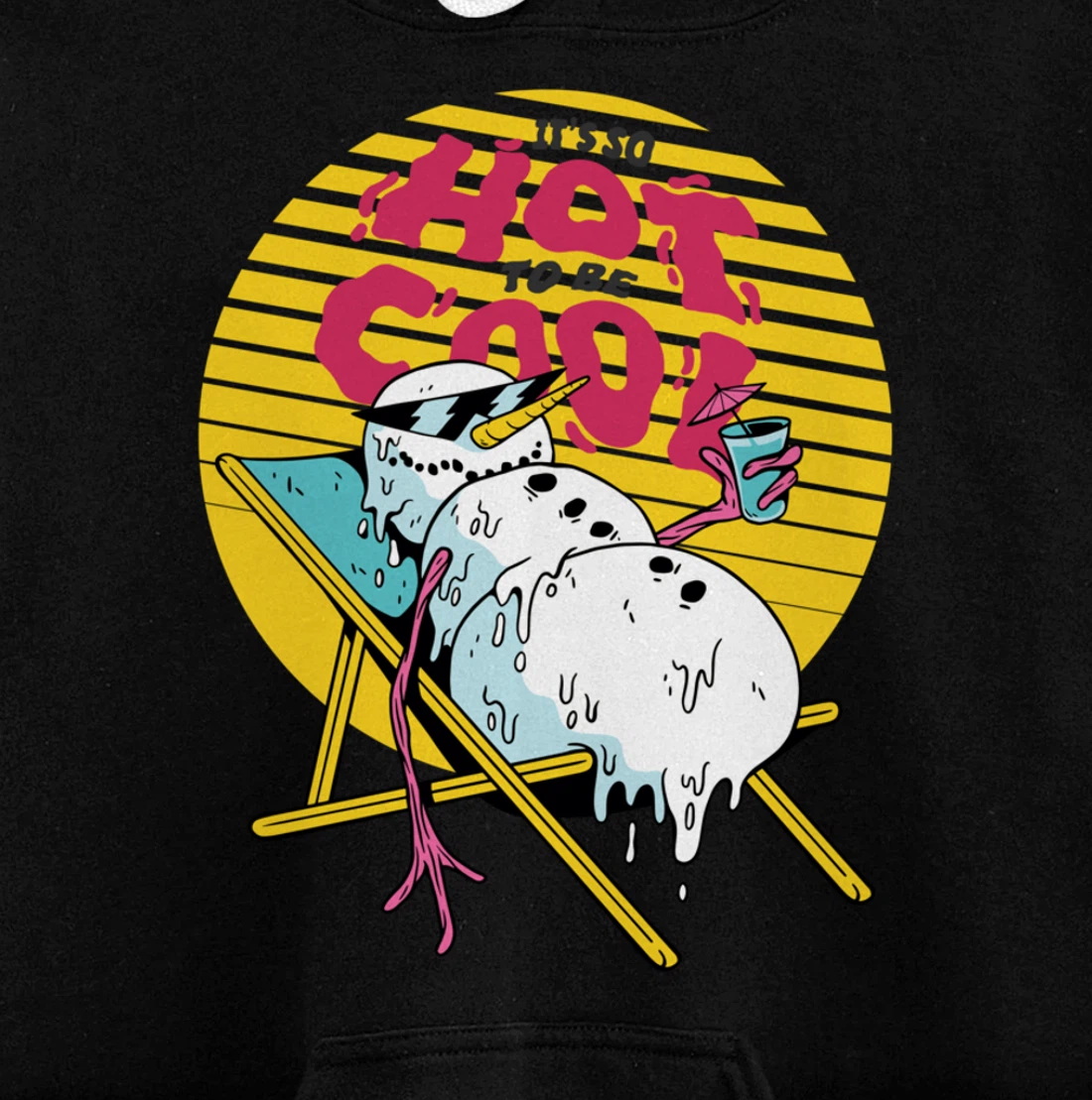 Snowman Summer Sand Beach Melting on Sun So Hot to Cool Down Pullover Hoodie