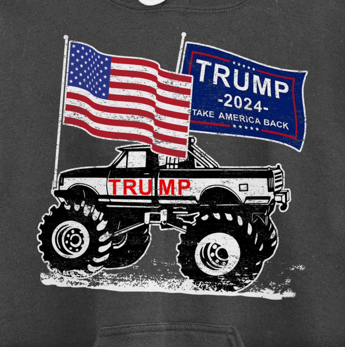 Trump Monster Truck Rally, Trump Flag, Trump 2024 Pullover Hoodie
