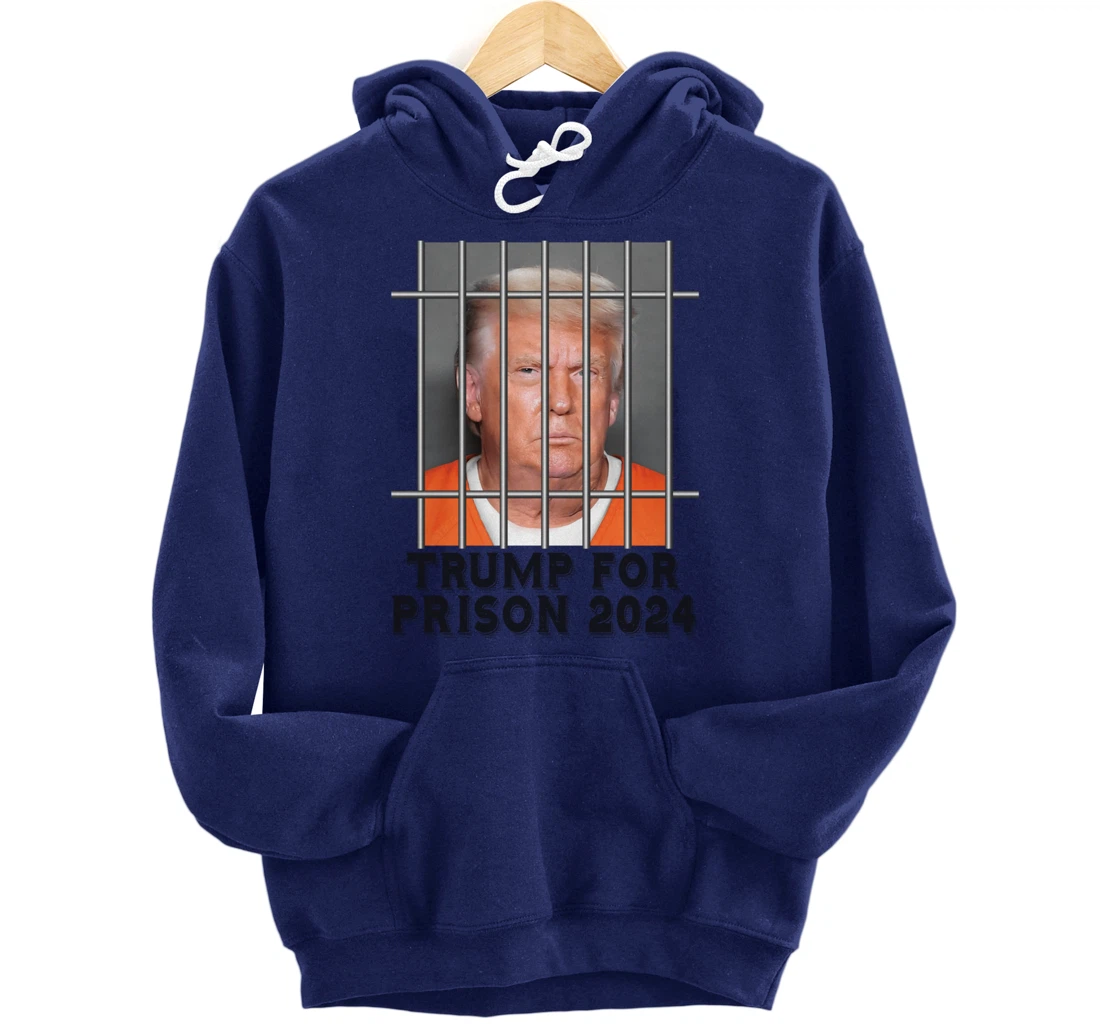 Trump Not Guilty Mugshot Orange Jumpsuit Parody Behind Bars Pullover Hoodie