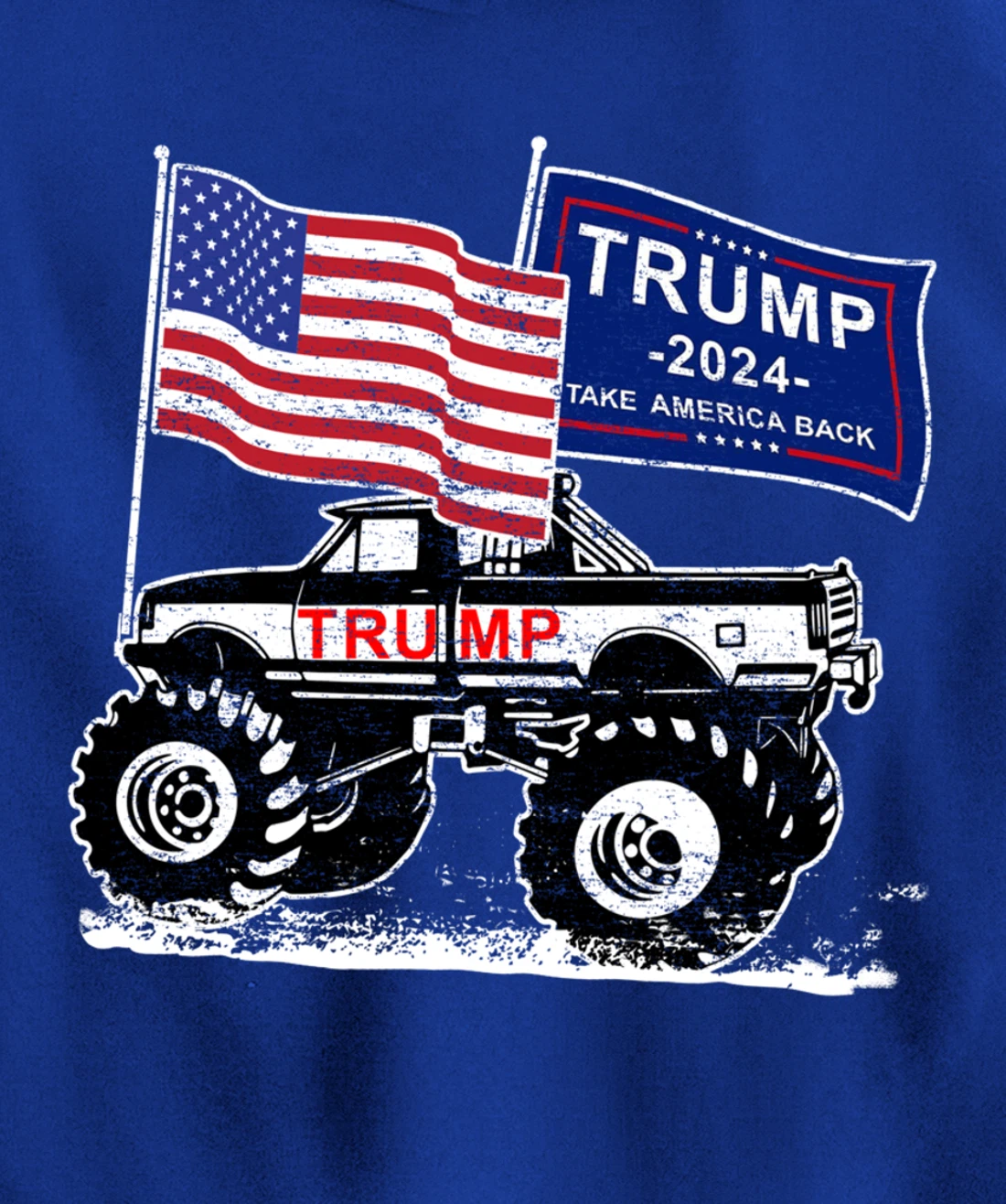 Trump Monster Truck Rally, Trump Flag, Trump 2024 Pullover Hoodie