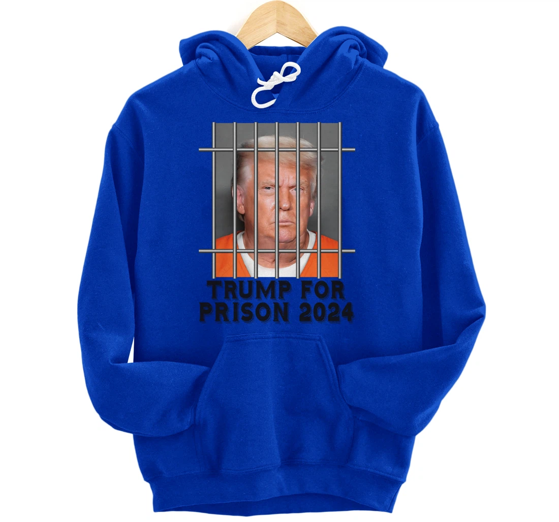 Trump Not Guilty Mugshot Orange Jumpsuit Parody Behind Bars Pullover Hoodie