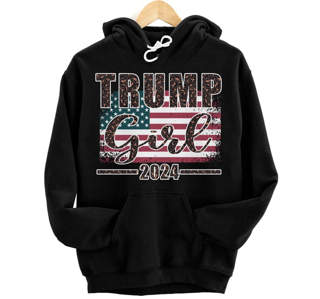 Trump Girl 2024 Pro Trump Supporter for Women Leopard Print Pullover Hoodie