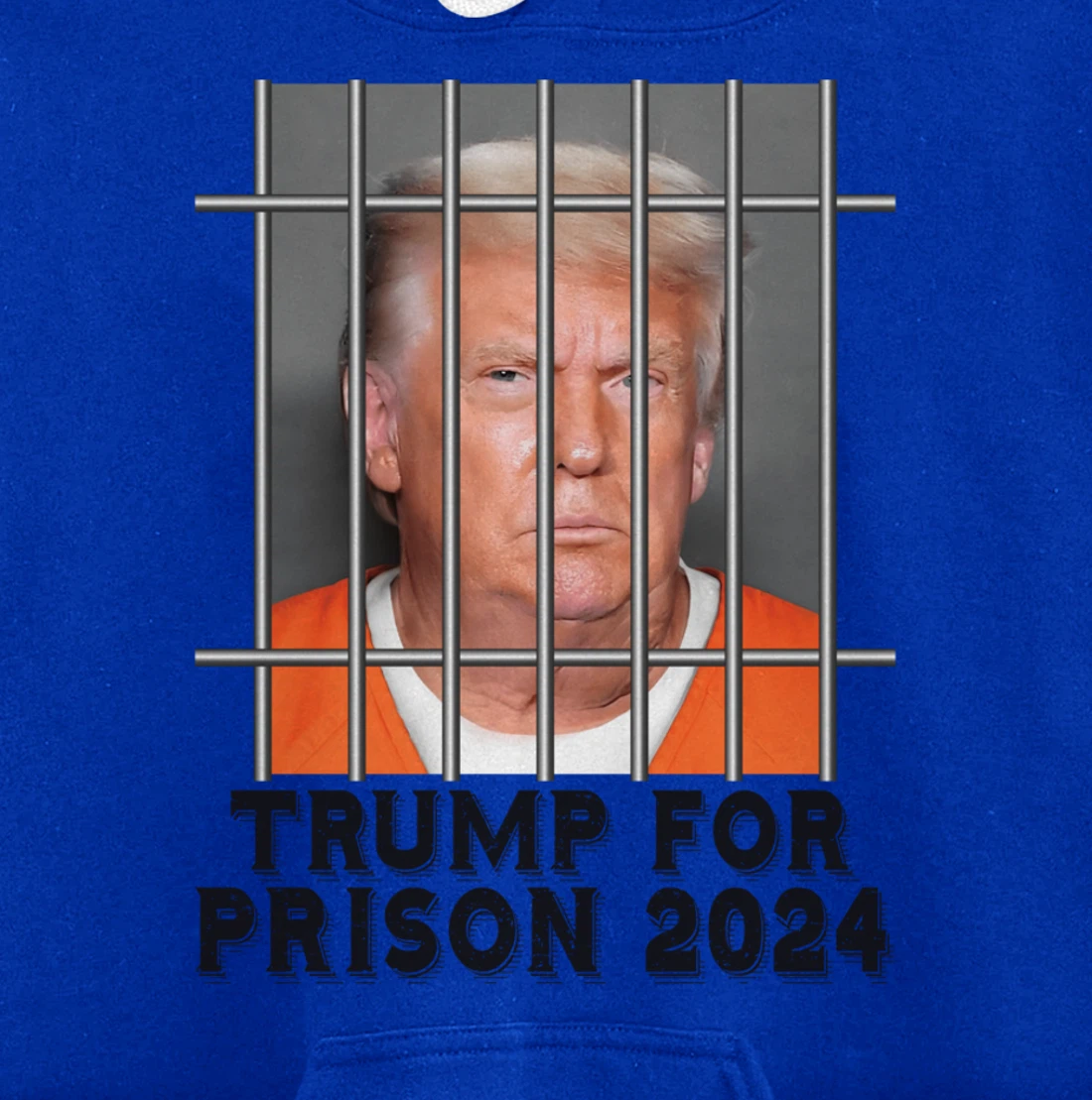 Trump Not Guilty Mugshot Orange Jumpsuit Parody Behind Bars Pullover Hoodie