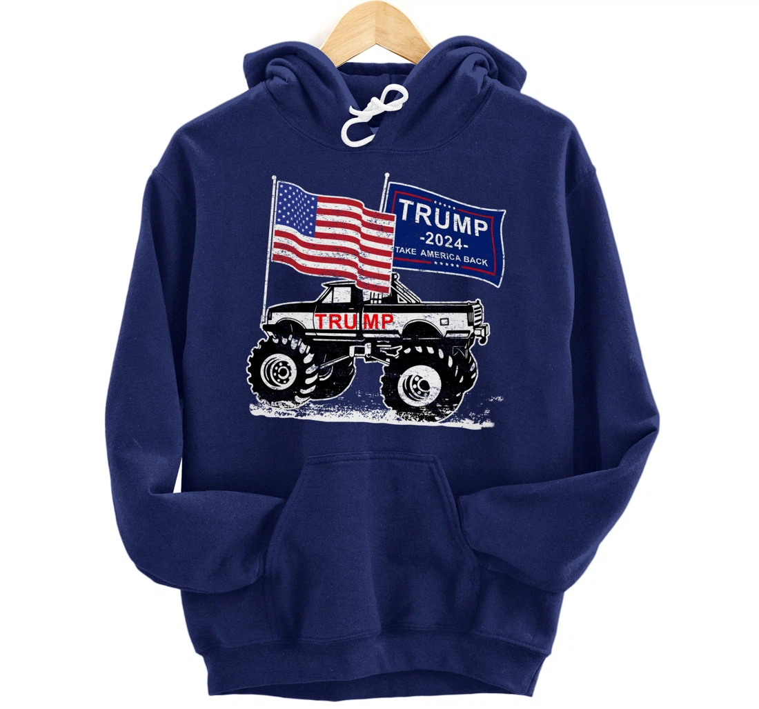 Trump Monster Truck Rally, Trump Flag, Trump 2024 Pullover Hoodie