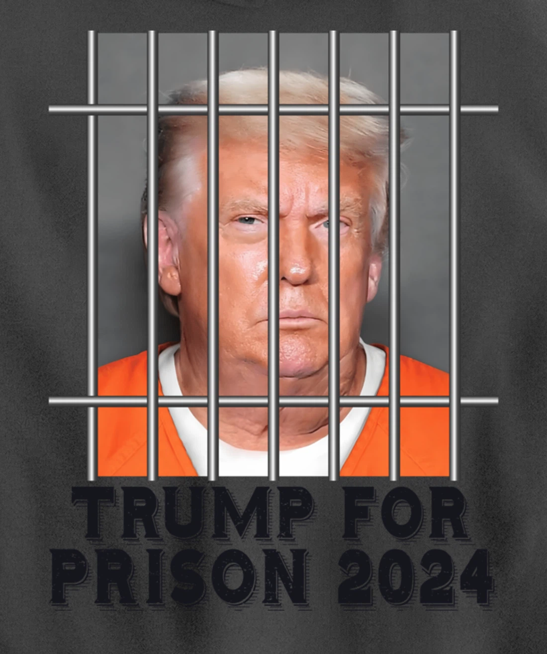 Trump Not Guilty Mugshot Orange Jumpsuit Parody Behind Bars Pullover Hoodie